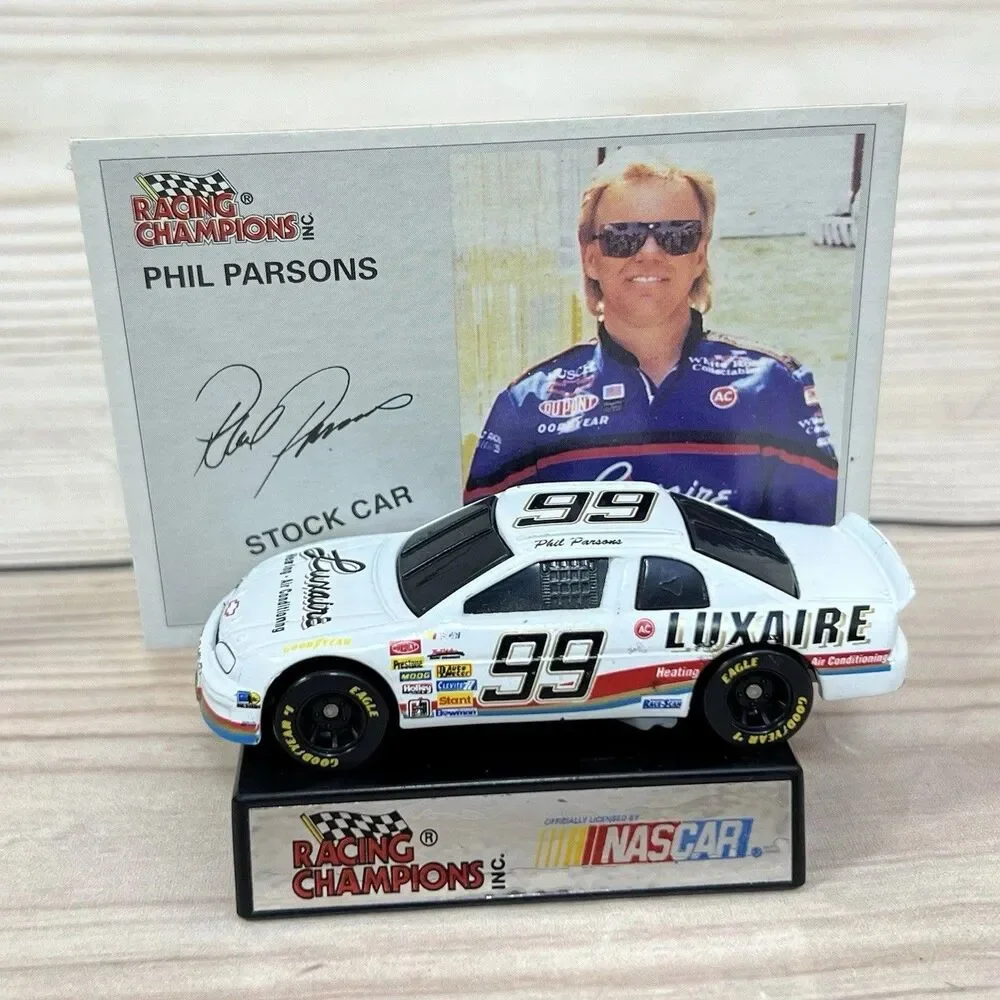 VTG NASCAR Racing Champions 1995 Diecast Race Cars 1/64 Lot of 6 w/Stand & Card
